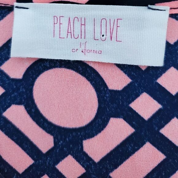 PEACH LOVE CALIFORNIA NECK WOMEN'S SHIRT SIZE SMALL SUSANA PINK AND BLUE - Picture 6 of 7